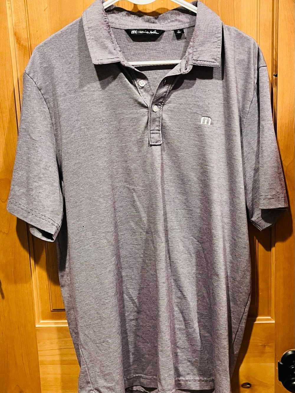 Travis Mathew Men's Heather Gray/Purple Polo Shirt